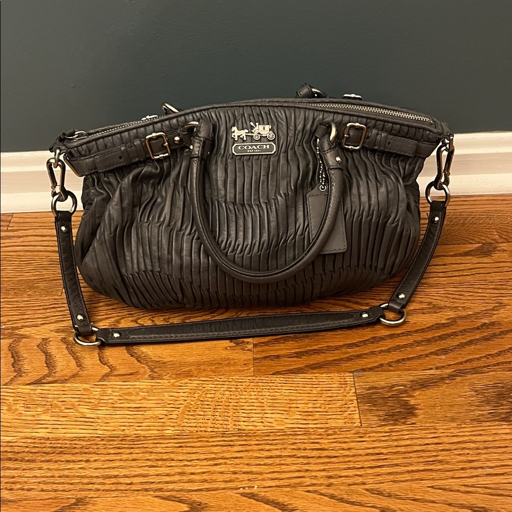 Coach Madison Sophia Gray Gathered Leather Satchel with silver hardware #18620